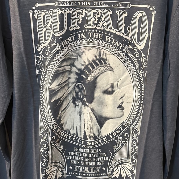 Fiorucci Gray Buffalo Best in the West long sleeve graphic shirt size medium - Picture 2 of 6
